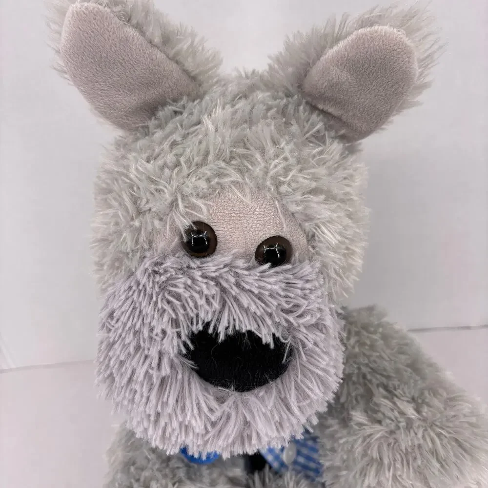 Teddy Mountain Plush Puppy Dog Gray Shaggy Cowboy‎ Outfit Hat Jeans Vest 18 Inch